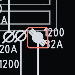Close-up of the flagged symbol on the plan, boxed in red